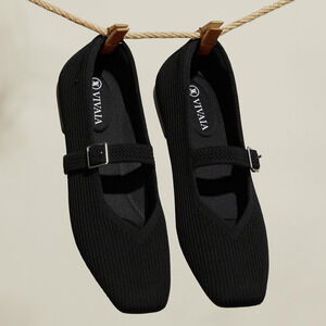 Vivaia Margot Mary Jane Comfort OldMoney Washable Arch Support Flats Black 10.5